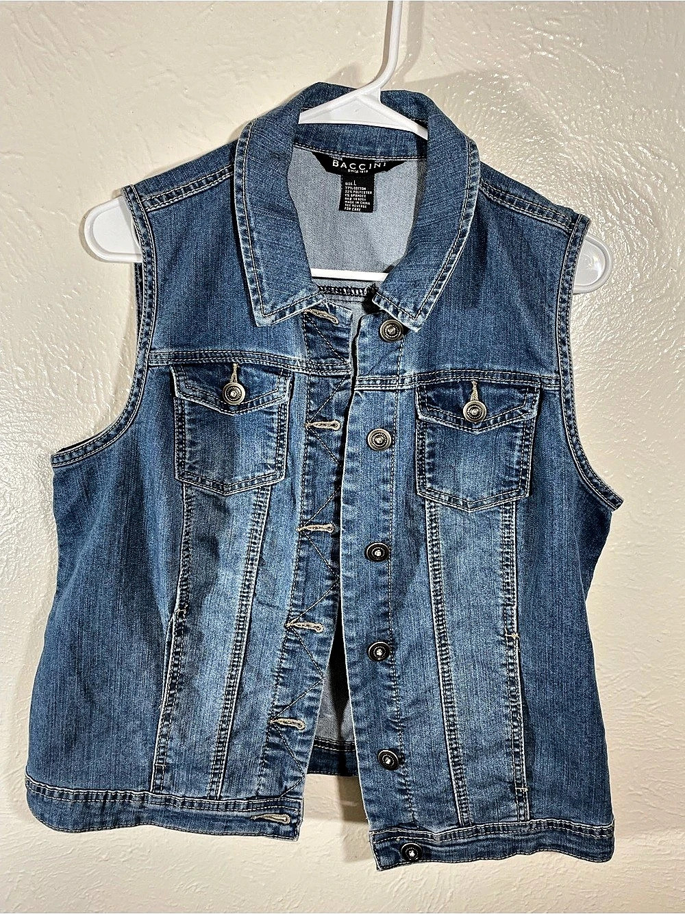 Baccini Women's Denim Vest Blue Size Large
